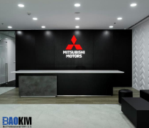 Quầy lễ tân ốp đá Solid Surface Mitsubishi Motors sang trọng