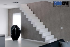 Cầu thang ốp đá nhân tạo solid surface
