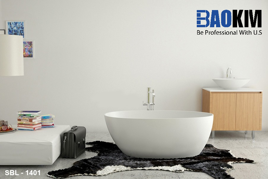 Bồn tắm nằm freestanding liền khối, kiểu dáng độc đáo, lắp đặt đơn giản