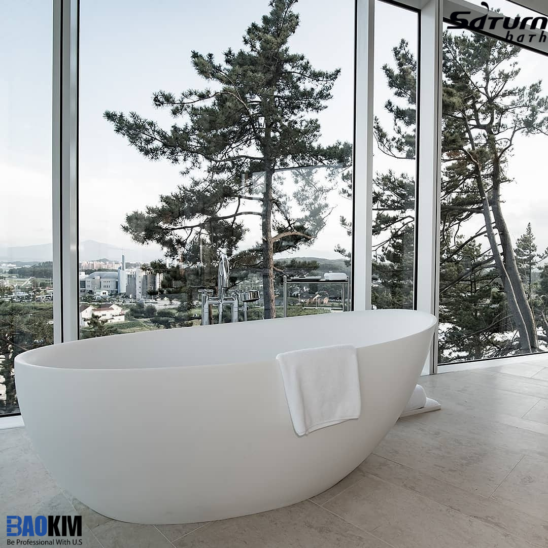 Bồn tắm nằm Freestanding thương hiệu Saturn Bath nhập khẩu nguyên khối từ Hàn Quốc