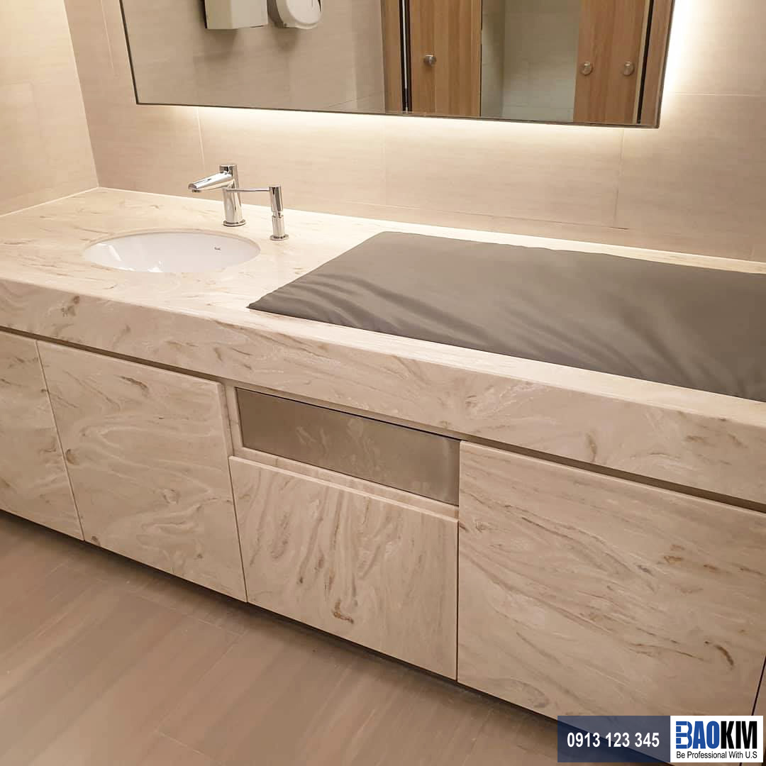 mặt bàn lavabo đá solid surface