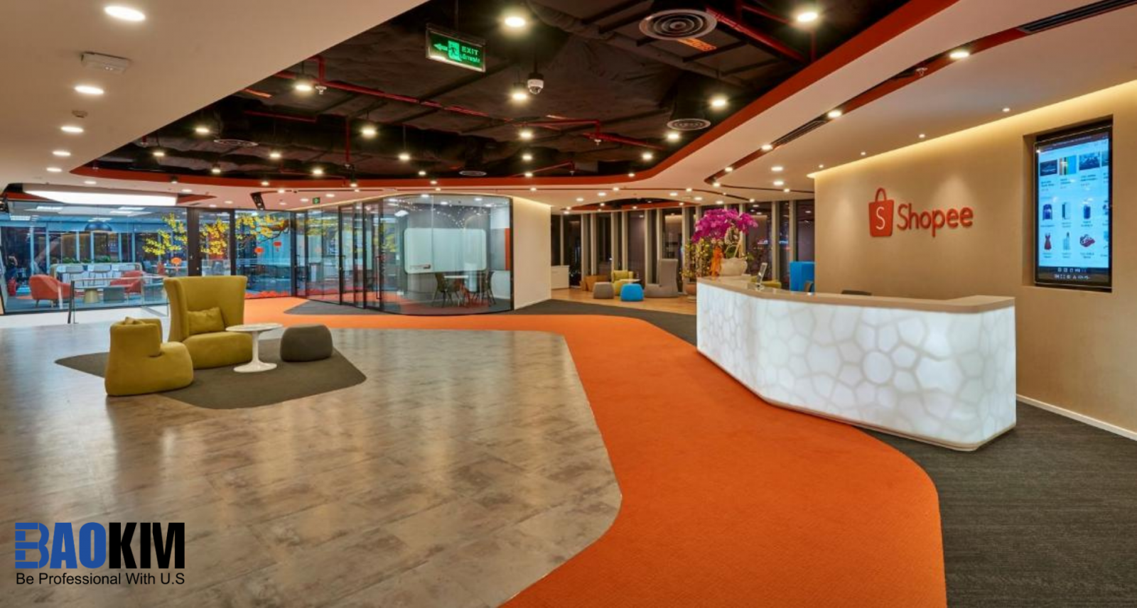 Không gian lễ tân Shopee