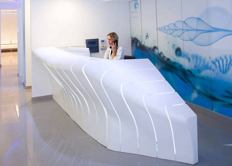 quầy lễ tân solid surface